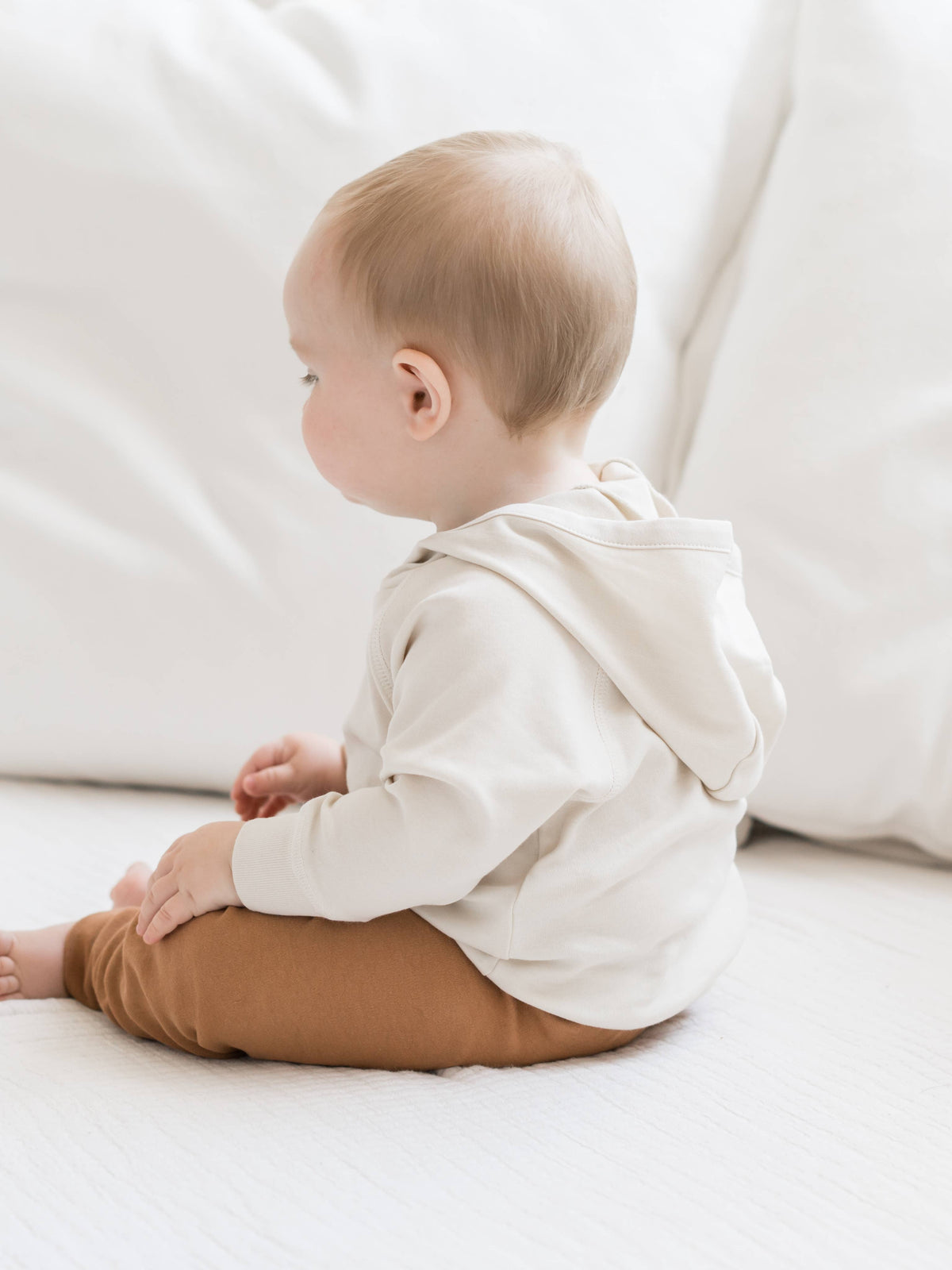 Organic Baby and Kids Madison Hooded Pullover - Natural