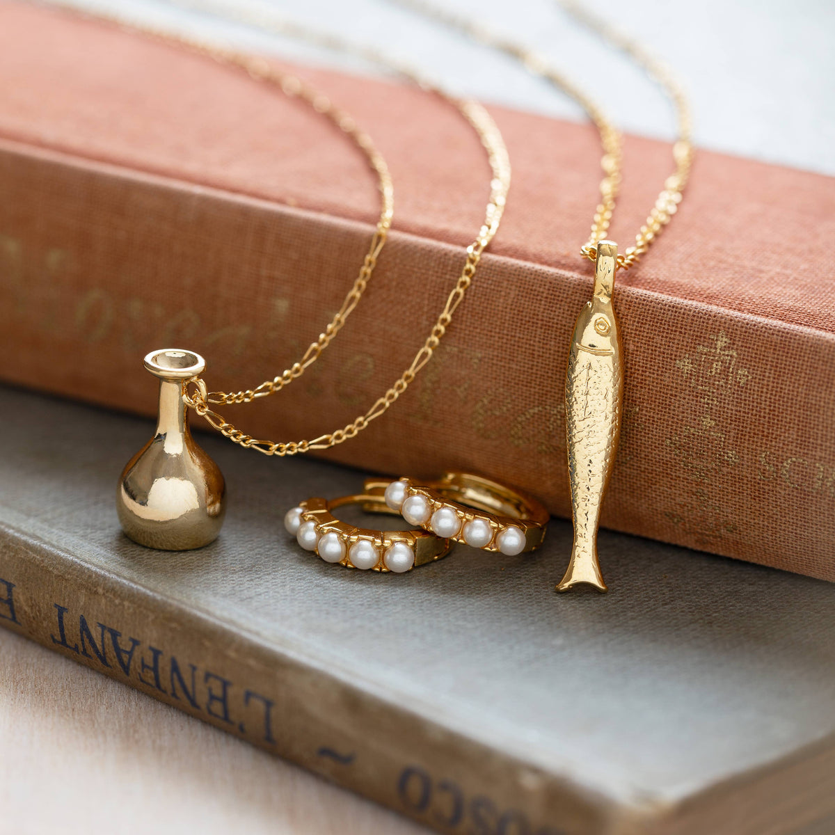 Gold Tinned Fish Necklace