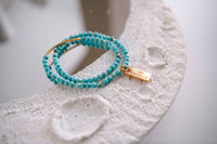 Genuine Gemstone and Gold Double Wrap Bracelet