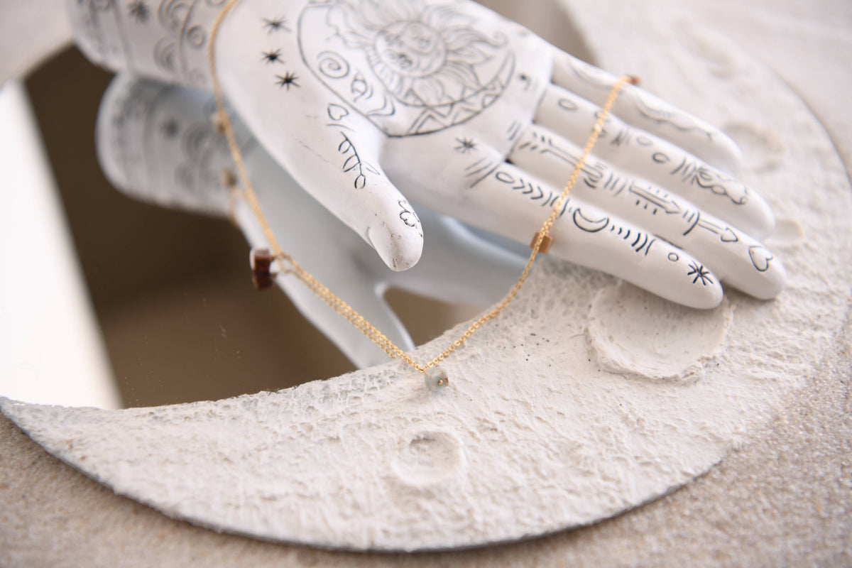 Whimsical Boho Gold Necklaces with Natural Stone Accents