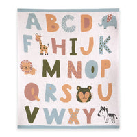 Alphabet Blue - Organic Jacquard Sweater Knit Baby Blanket
