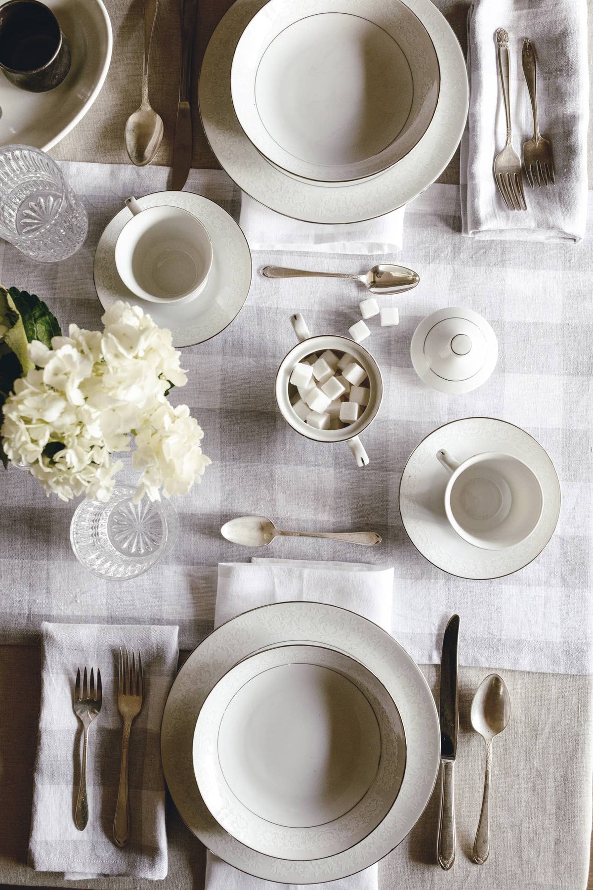 Linen Dinner Napkin Light Blue Gingham - Set of 4