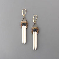 Geometric white spike and hematite earrings