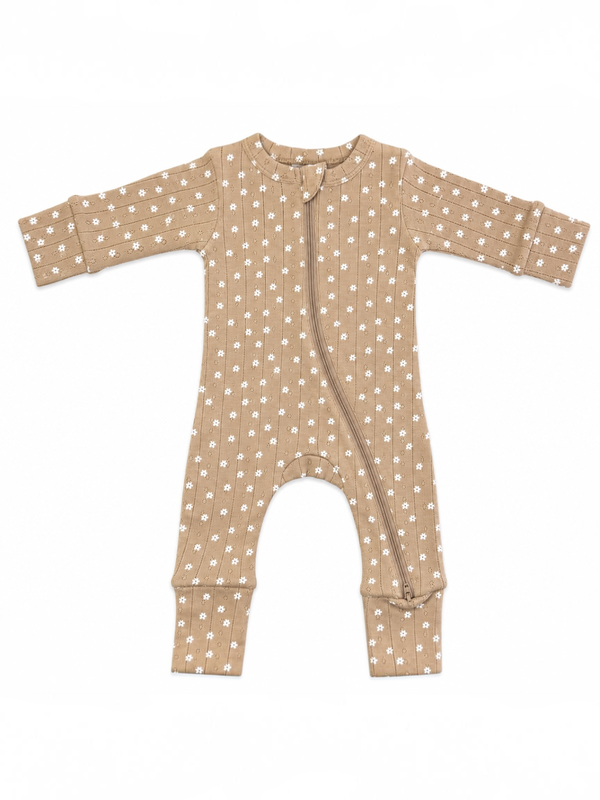 Almond Bloom 2-Way Zip Romper Onesie