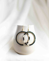 Beaded Fringe Hoop Earrings in Raya