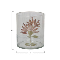 Recycled Glass Candle Holder with Gerbera Daisy (Each Varies)