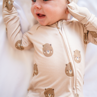 Bamboo 2-Way Convertible Zip Onesie Romper - Teddy