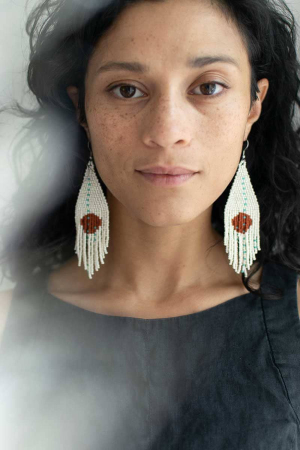 Beaded Fringe Earrings in Ocaso