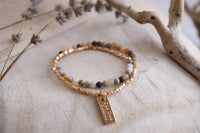 Gemstone Wrap Bracelet with Faceted Gold Beads