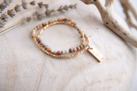 Gemstone Wrap Bracelet with Faceted Gold Beads