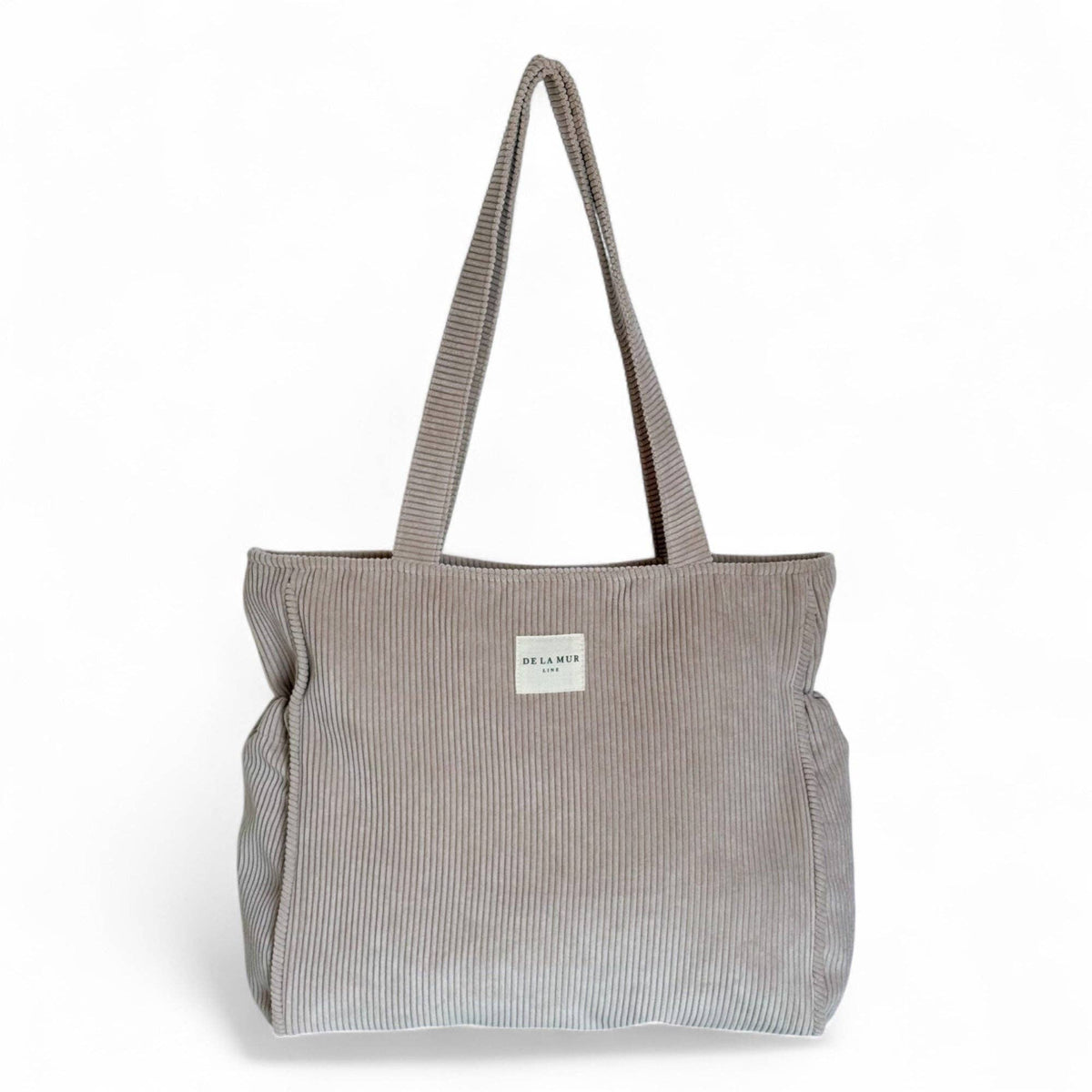 Taupe Corduroy Zippered Tote Bag (Tofe)