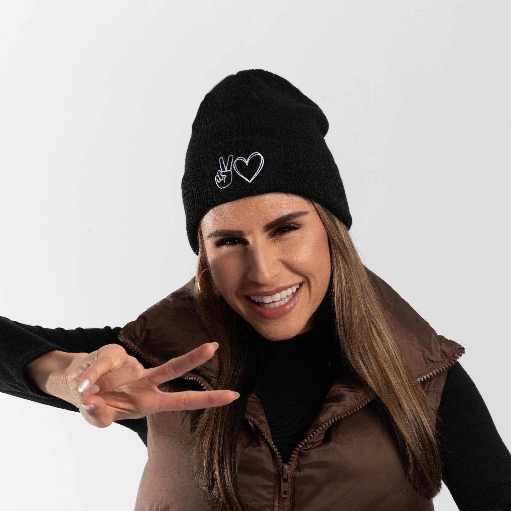 Peace And Love Embroidered Beanie – Khepri Collective