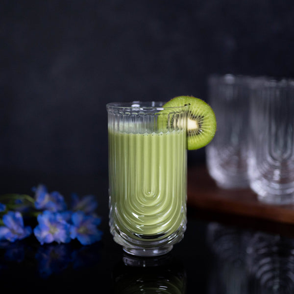 Art Deco Highball Ribbed Wave Glasses