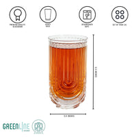 Art Deco Highball Ribbed Wave Glasses