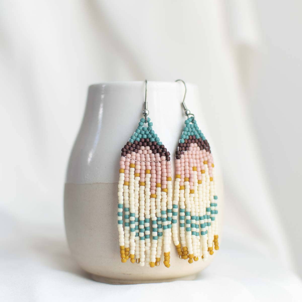 Beaded Fringe Earrings in Fuente