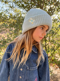 Kids Birdie Chick Patch Knitted Beanie- All Ages - Unisex
