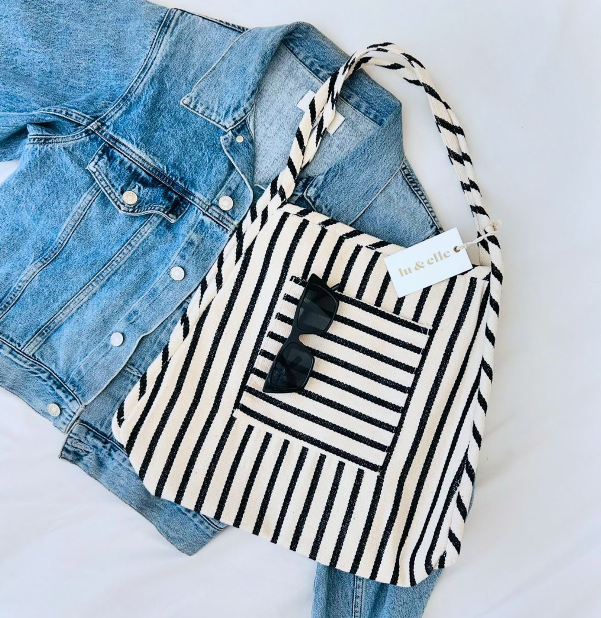 The Easy Tote - Tan Striped