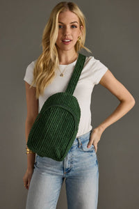 Dark Green Corduroy Sling Bag