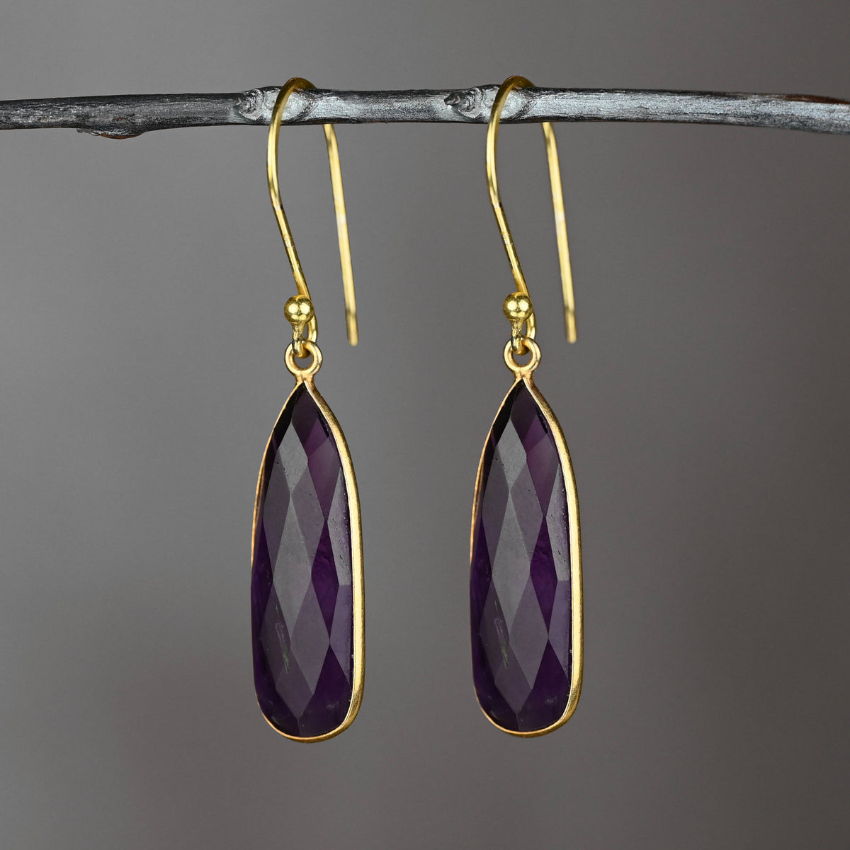 Large Semi Precious Elongated Tear Drop Earrings