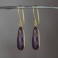 Large Semi Precious Elongated Tear Drop Earrings