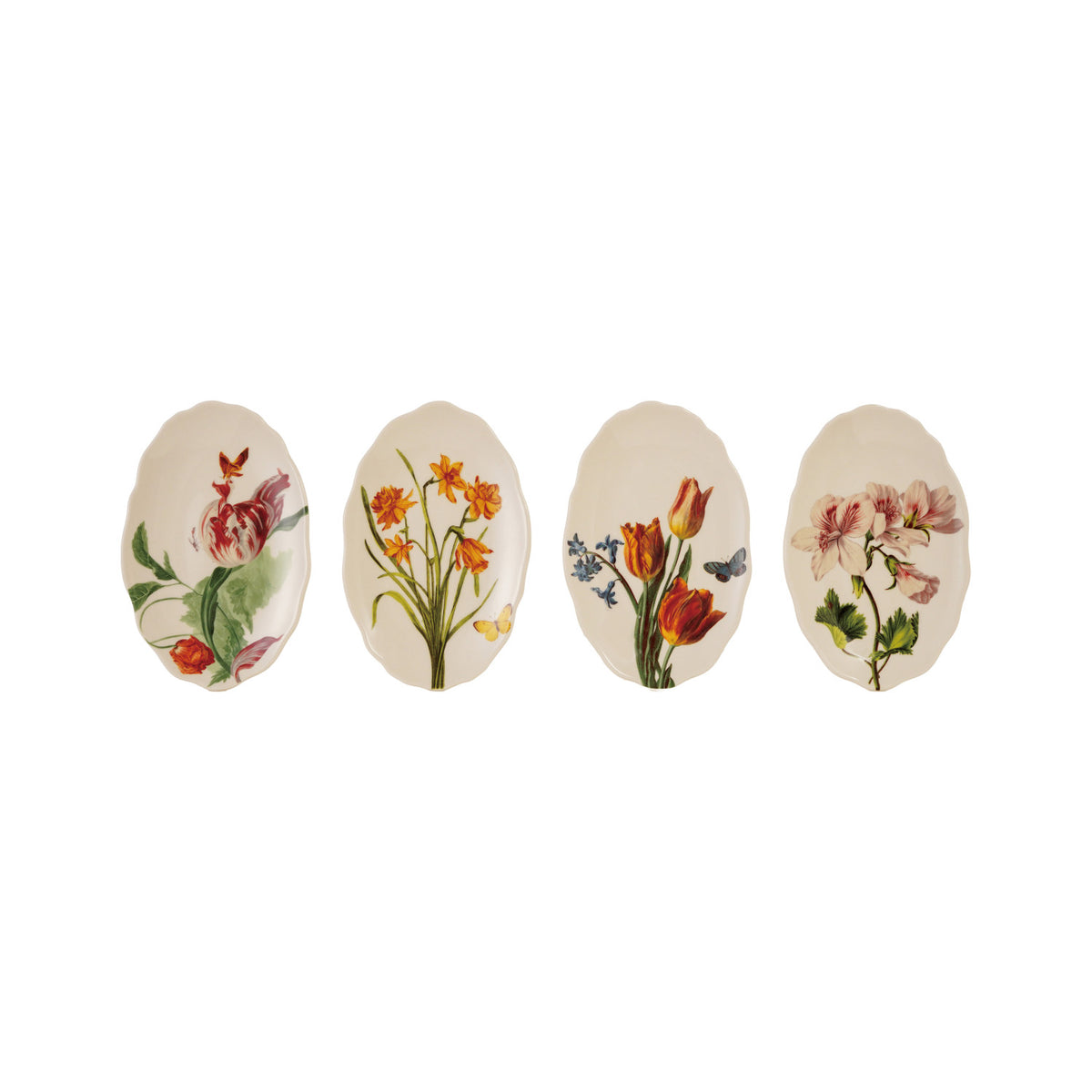 Stoneware Scalloped Plate with Flowers