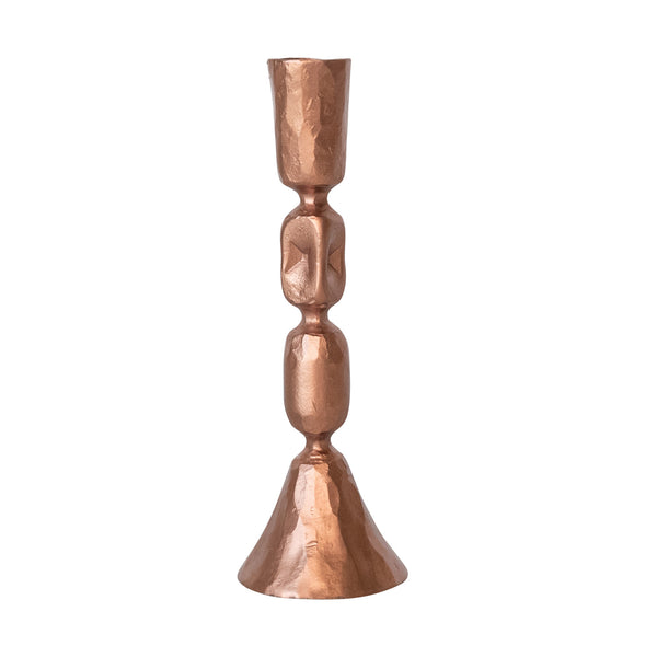 Hand-Forged Cast Iron Taper Holder, Copper Finish